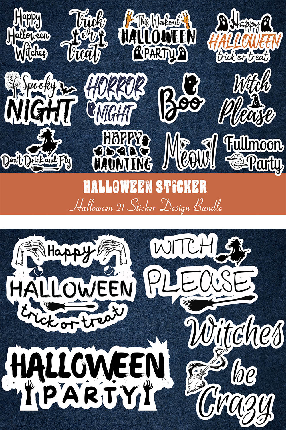 Halloween Sticker Design Bundle pinterest image.