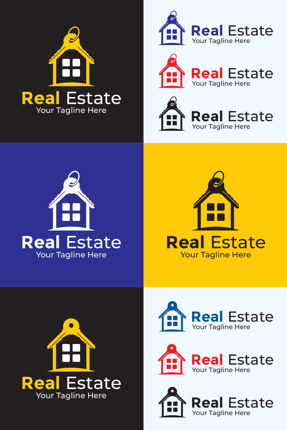 Real Estate Logo House with Key Design pinterest image.