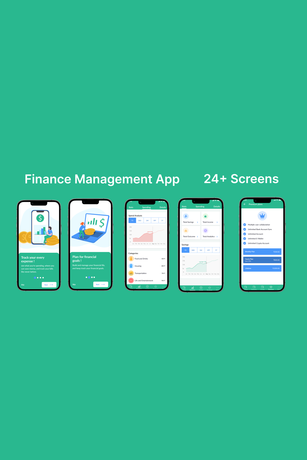 Finance Management App UI Kit pinterest image.