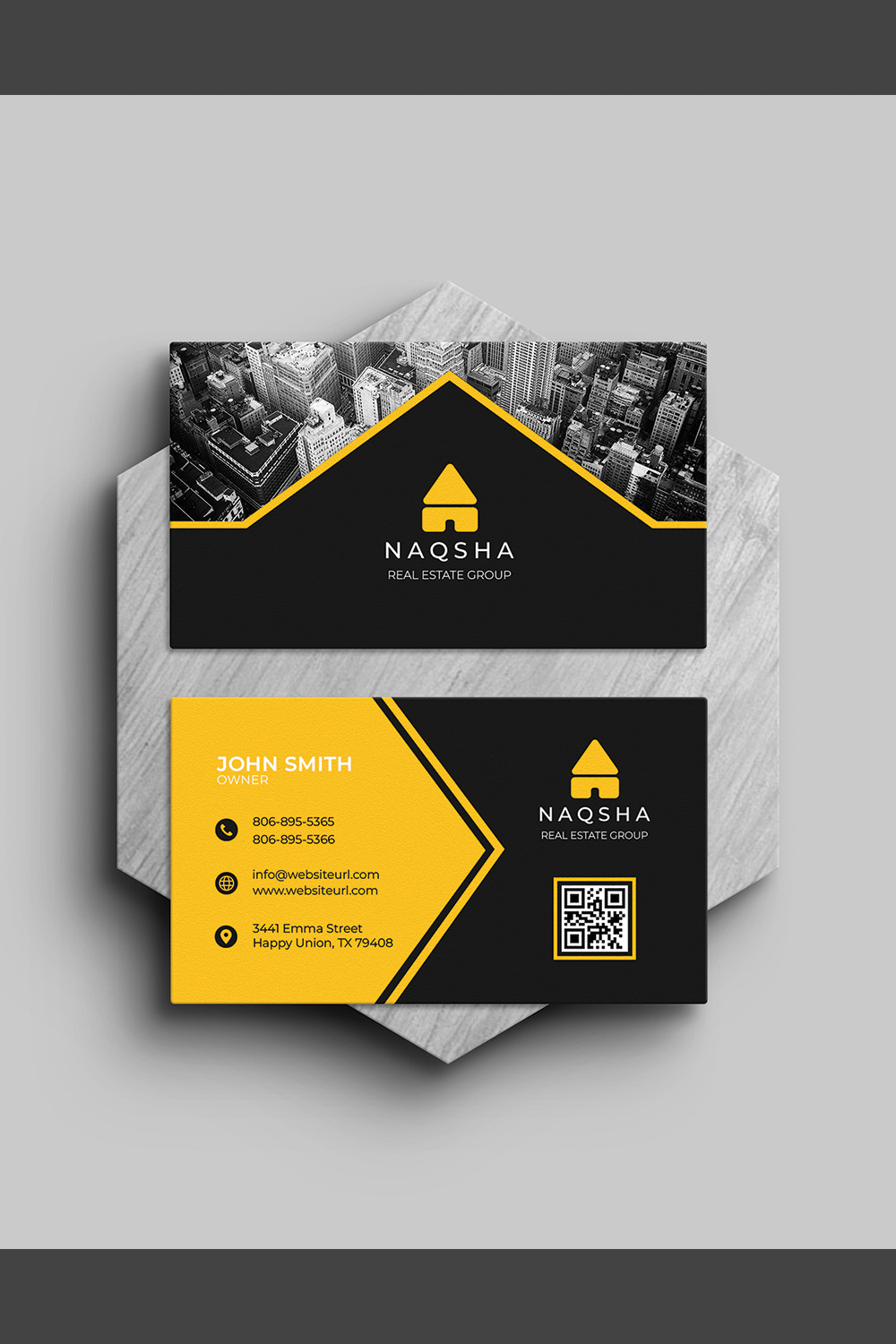 Image of an elegant business card template in black yellow.