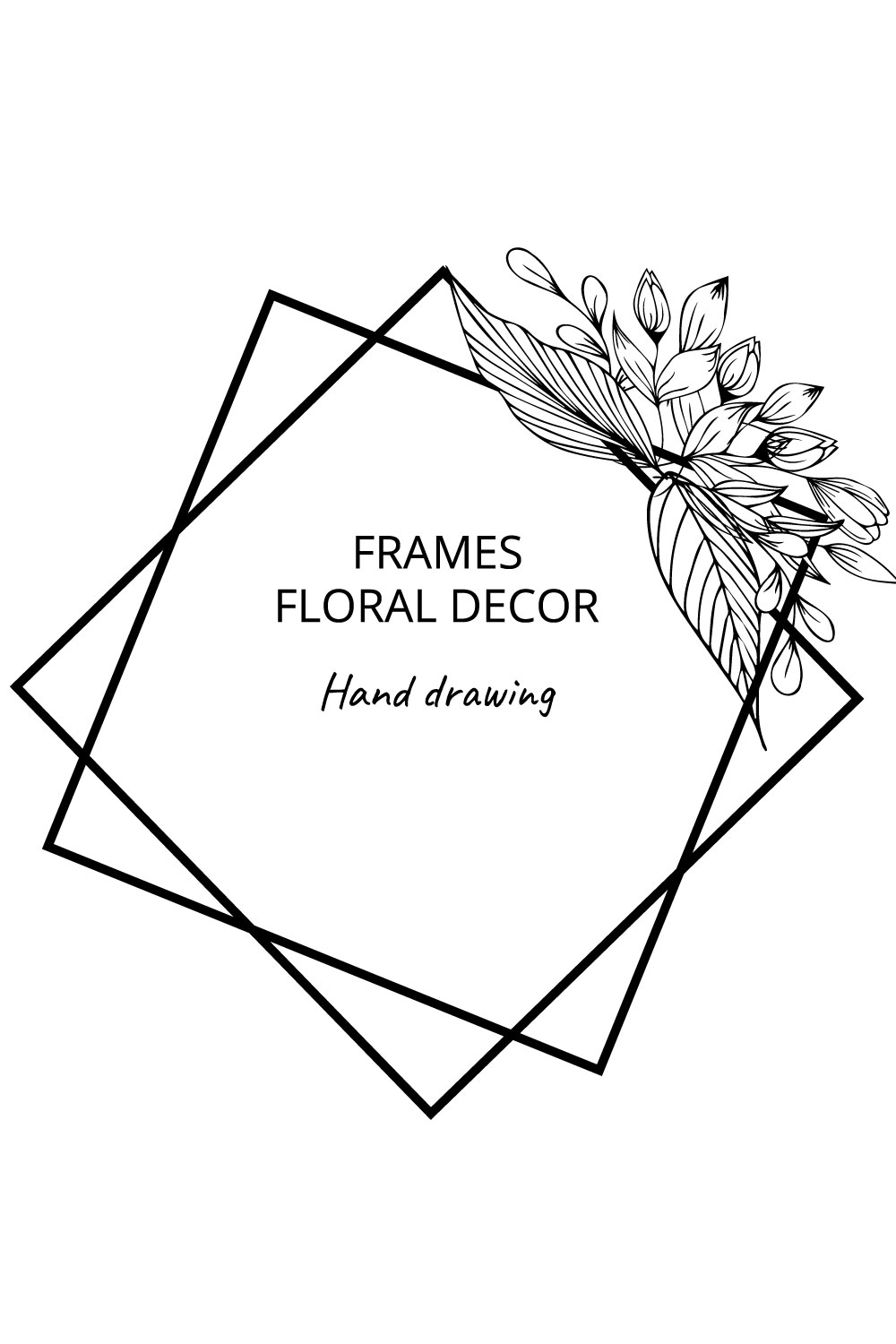 Frame with Floral Decor and Elements of Decor pinterest image.