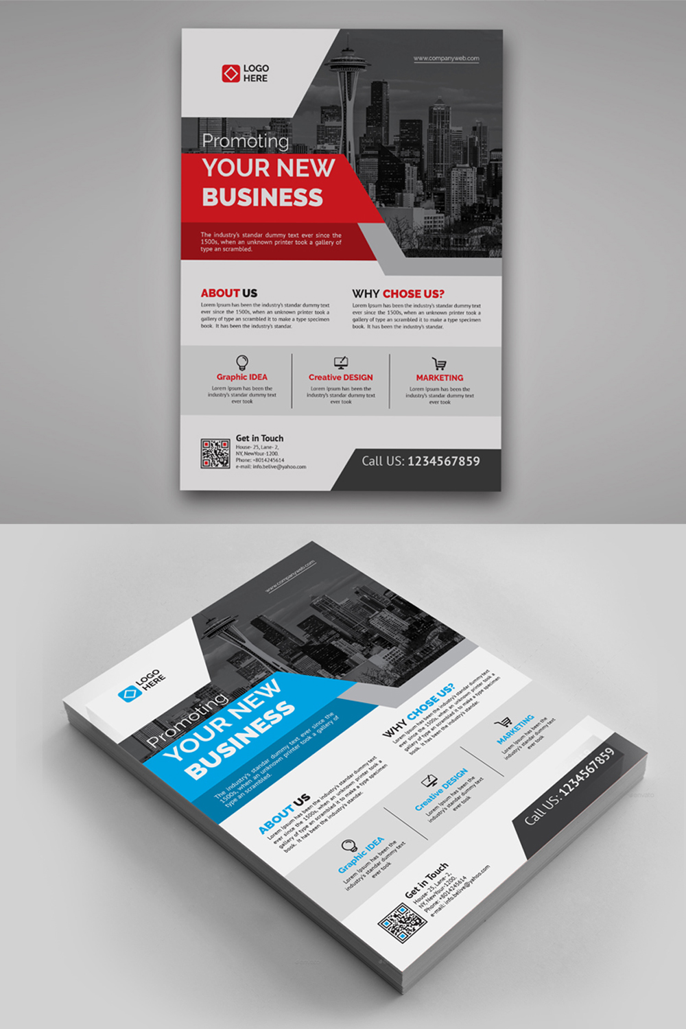 Corporate Business Flyer Template pinterest image.