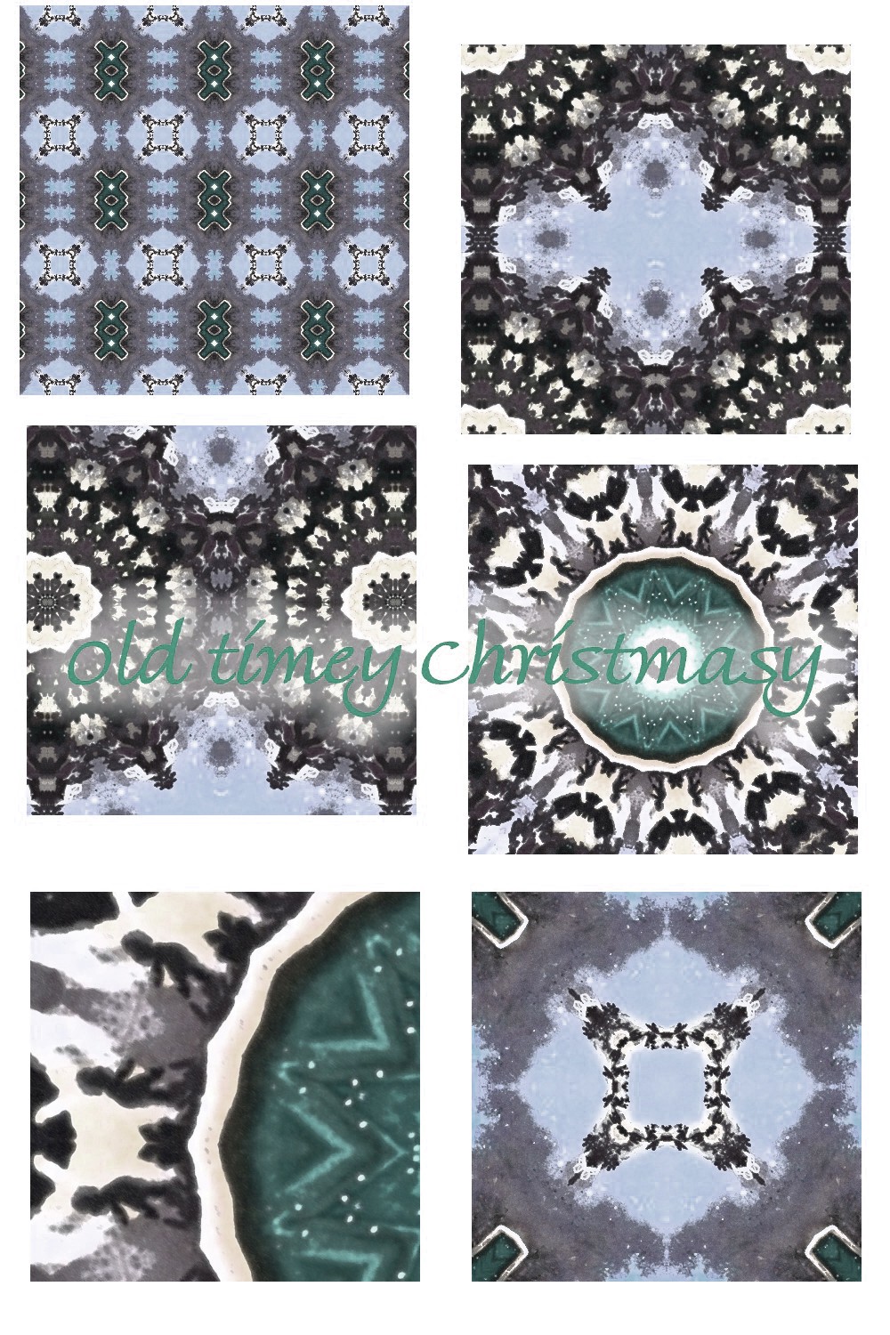 Christmas Iced Old Timey Watercolor Digital Paper Design pinterest image.