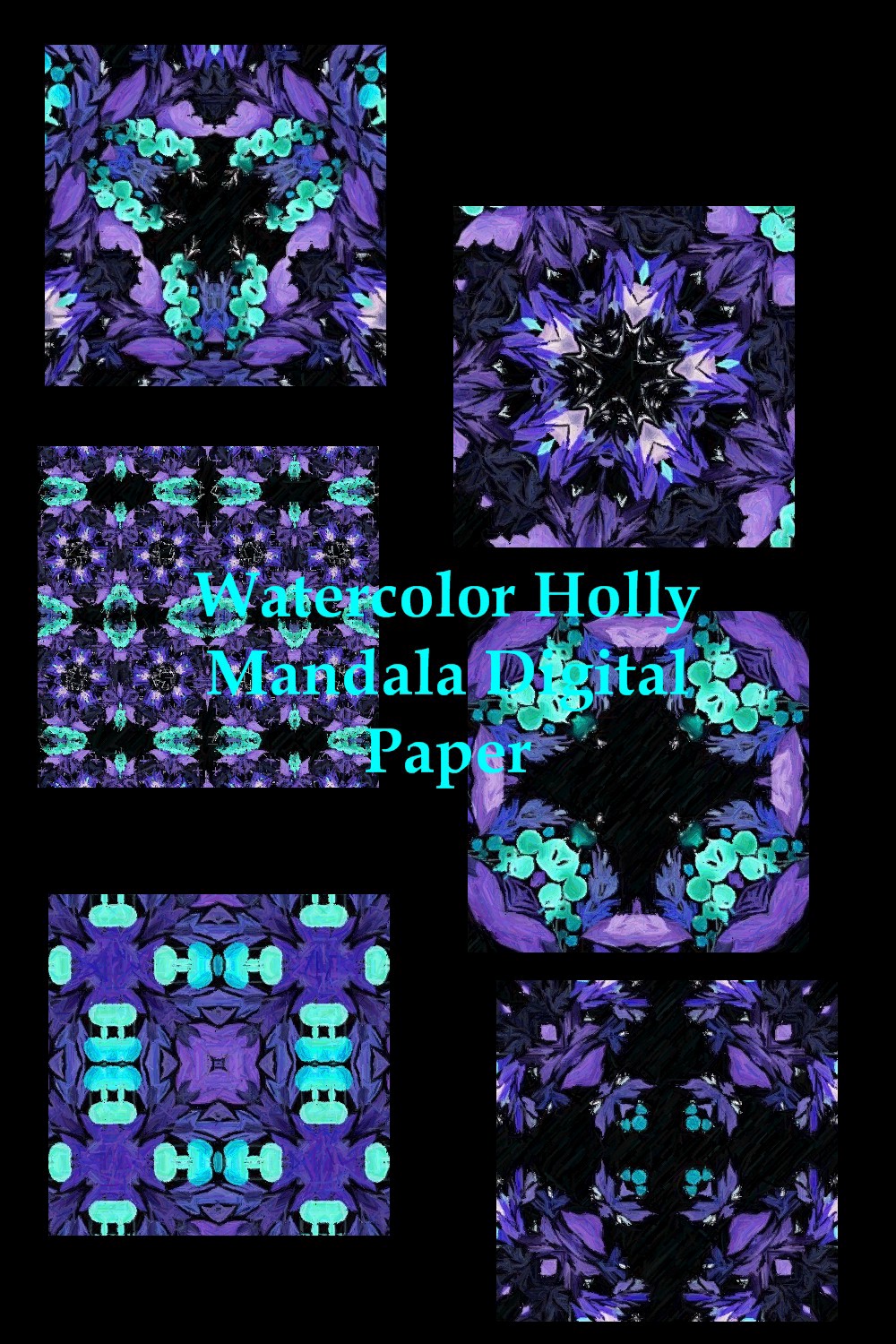 Purple Holly Mandala Background Design pinterest image.