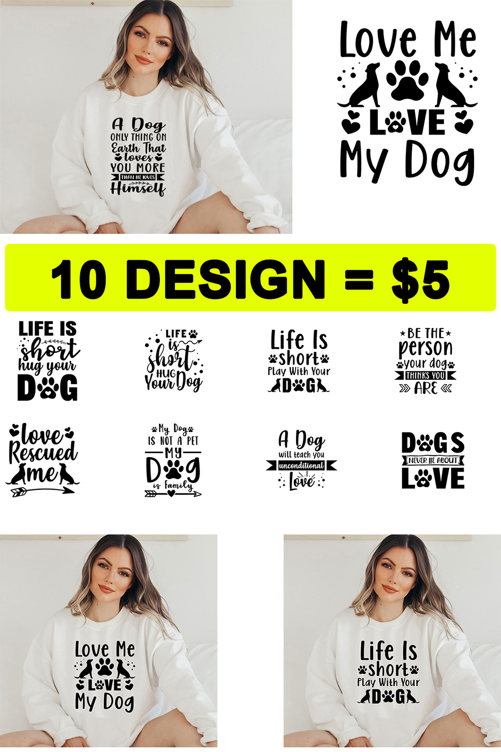 Dog SVG T-Shirt Design Bundle pinterest image.