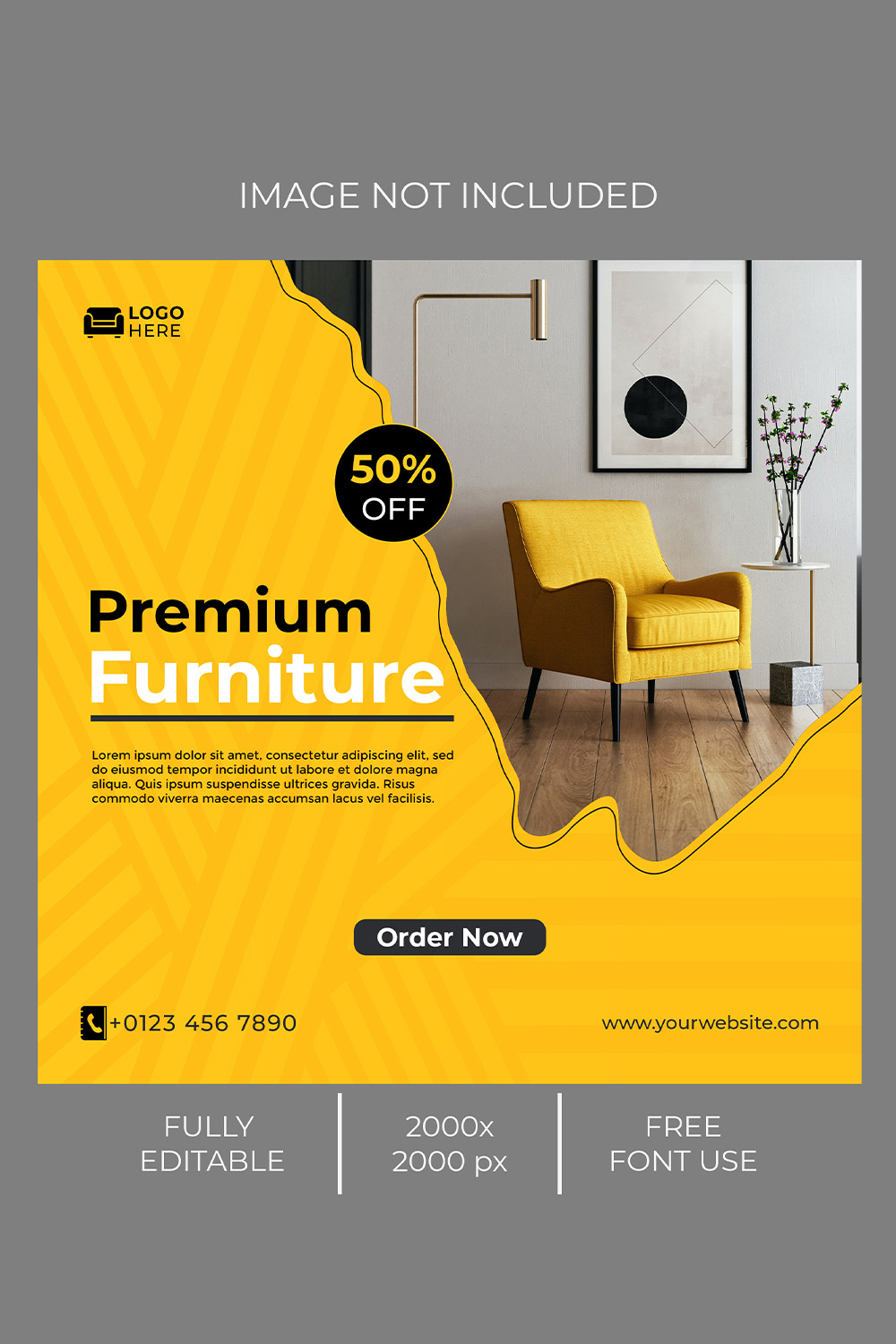 Premium Furniture Sale Instagram Post Template pinterest image.