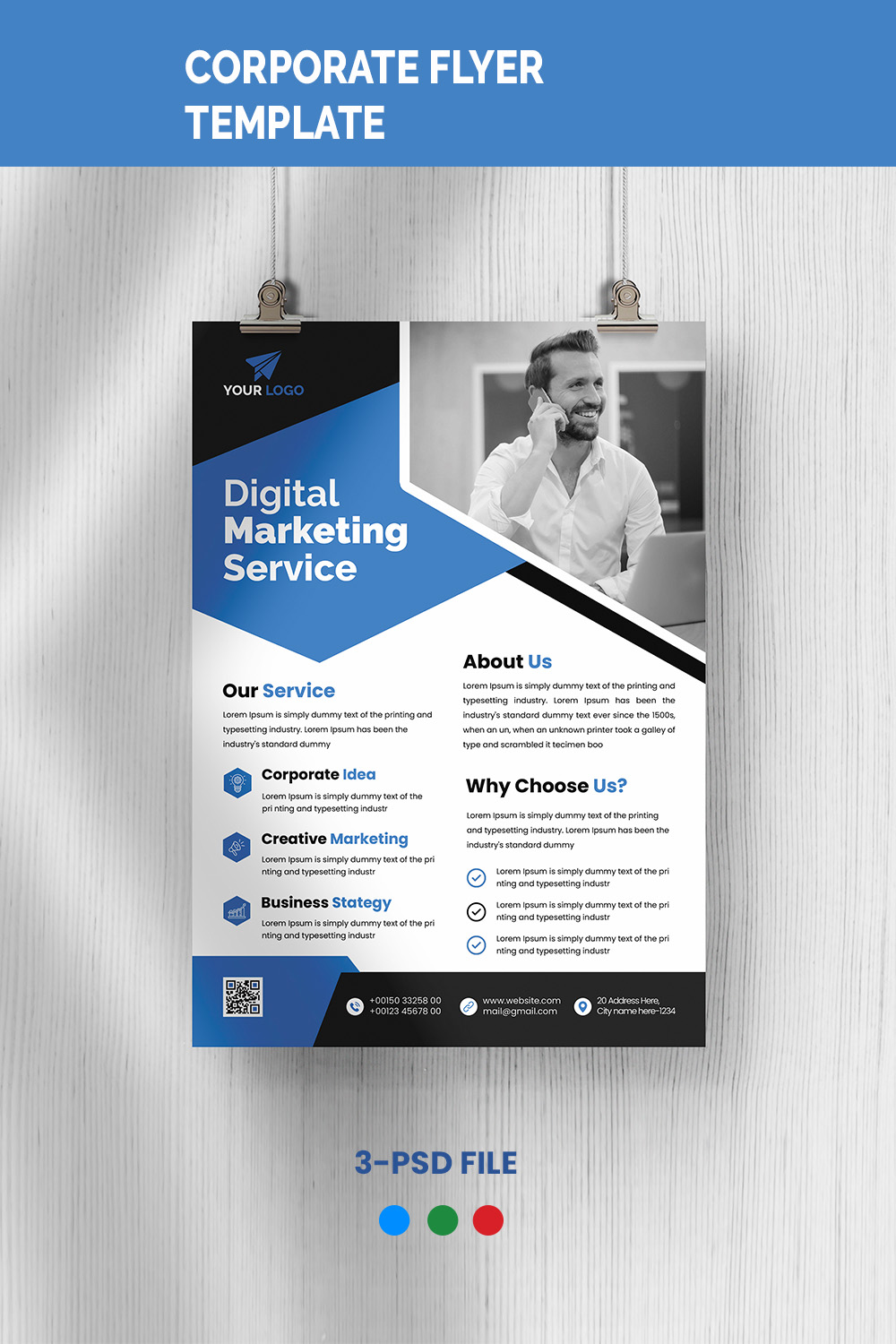 Image of irresistible business flyer with blue design