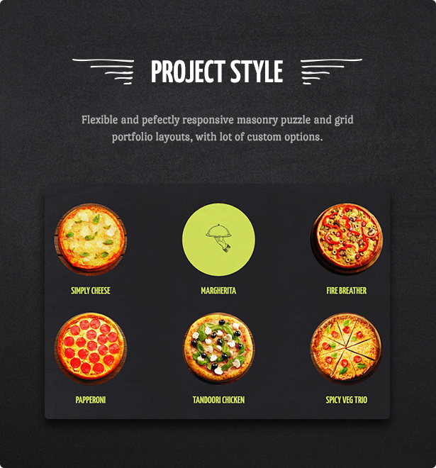 Pizzeria wordpress template menu page image.