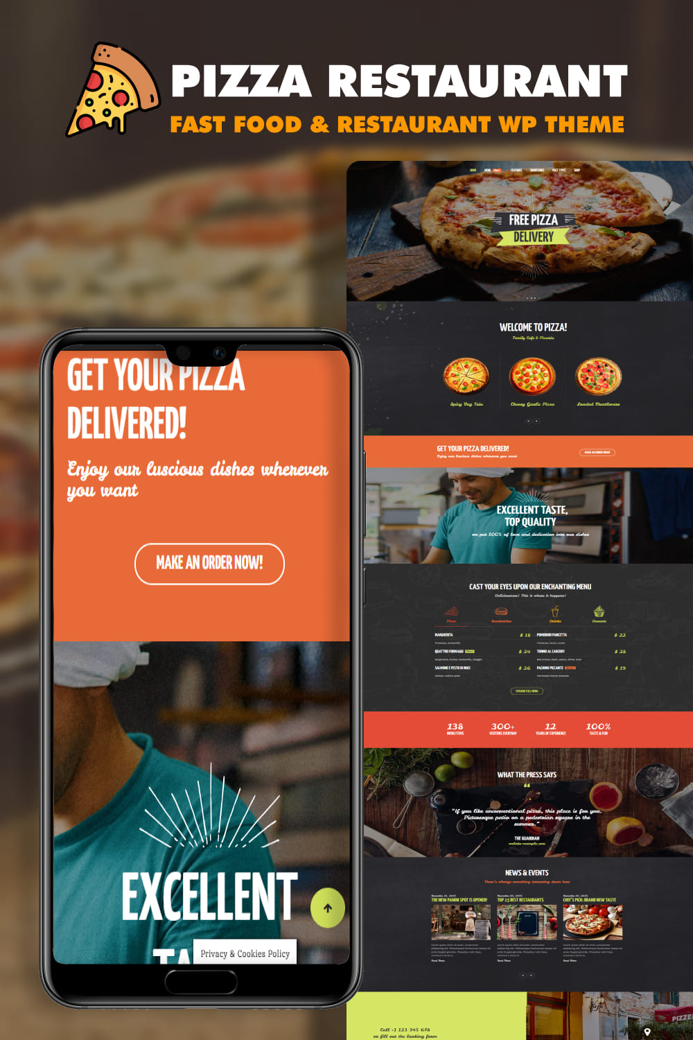 Page image of amazing fast food and pizzeria theme wordpress template.
