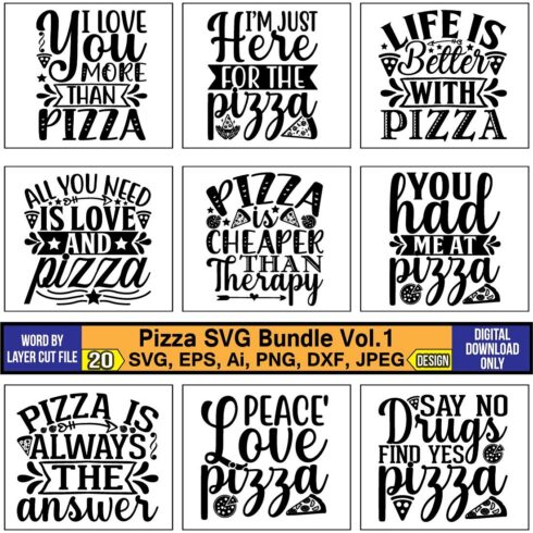 Pizza Svg T Shirt Design Bundle Masterbundles