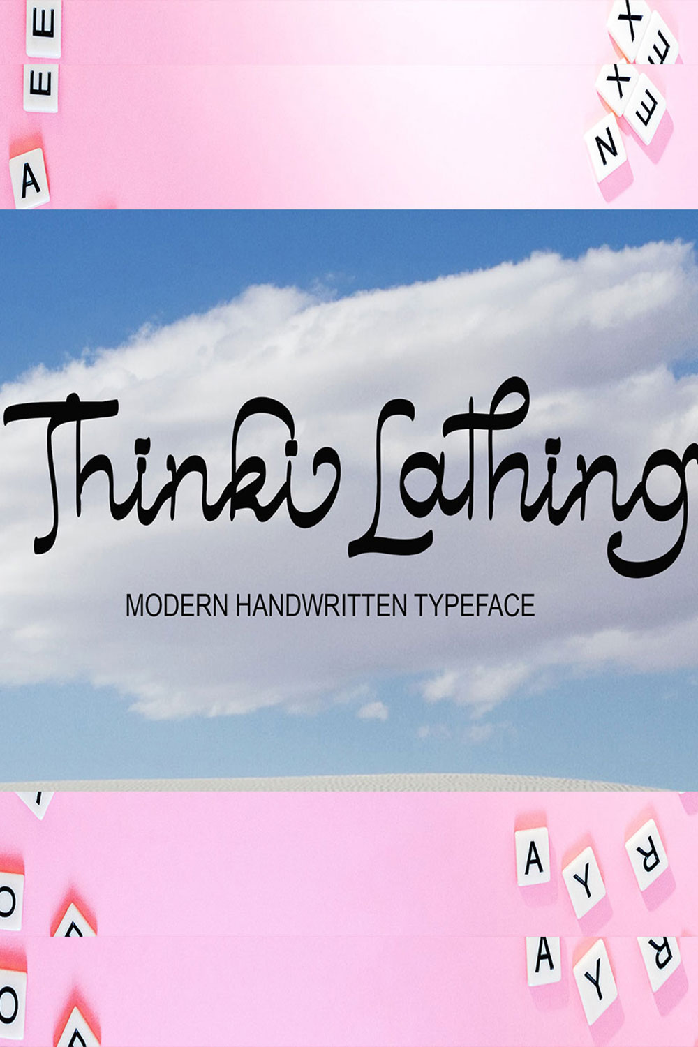 An image with text showing the beautiful Thinki Lathing font.