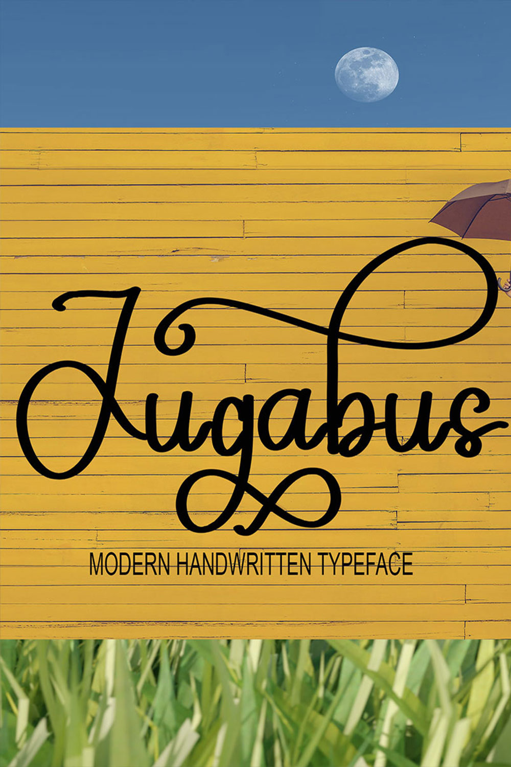 An image with text showing the exquisite Jugabus font.