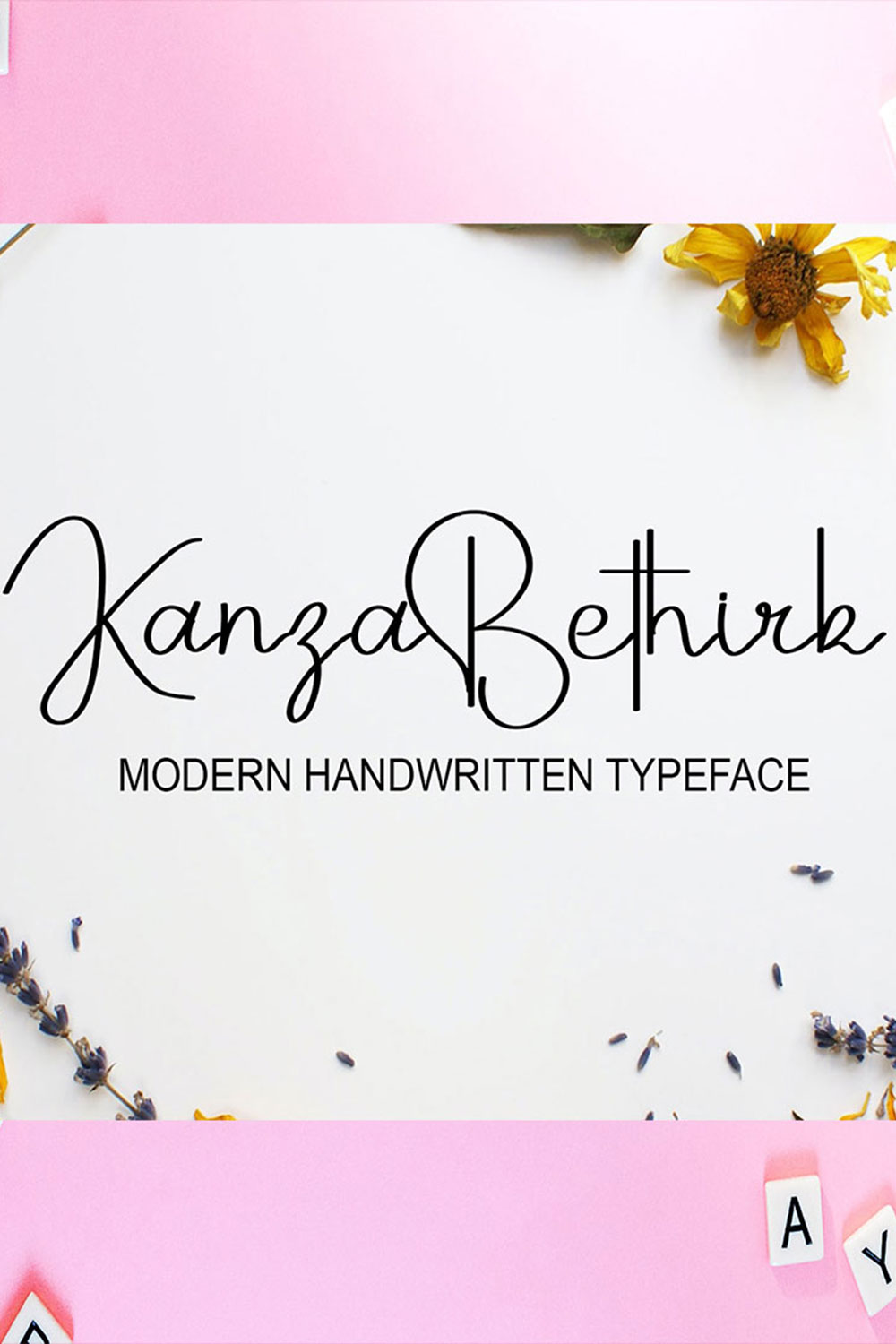Image with text showing beautiful Kanza Bethirk font.