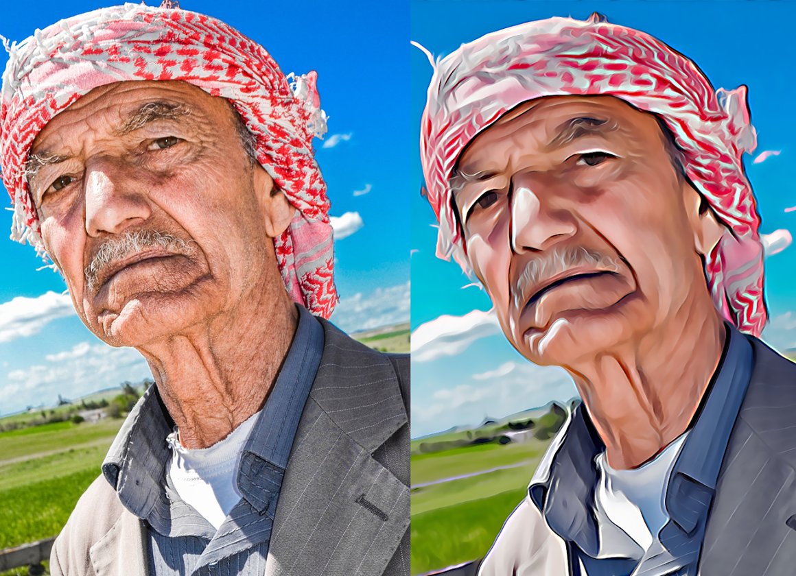 Unique portrait of an elderly man painted in oil.