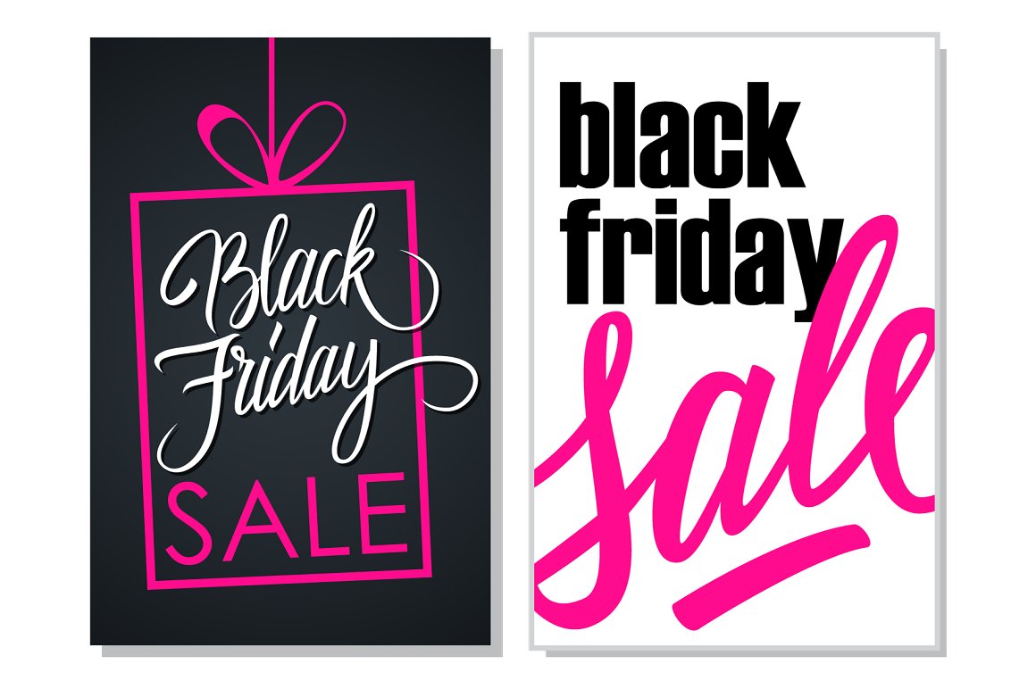 White, pink and black 2 different flyers of black friday.
