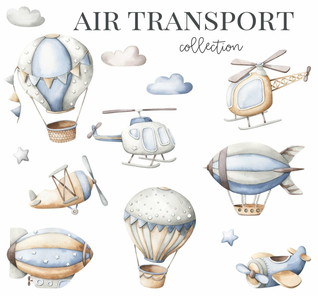 Air Transport - Watercolor Set – MasterBundles