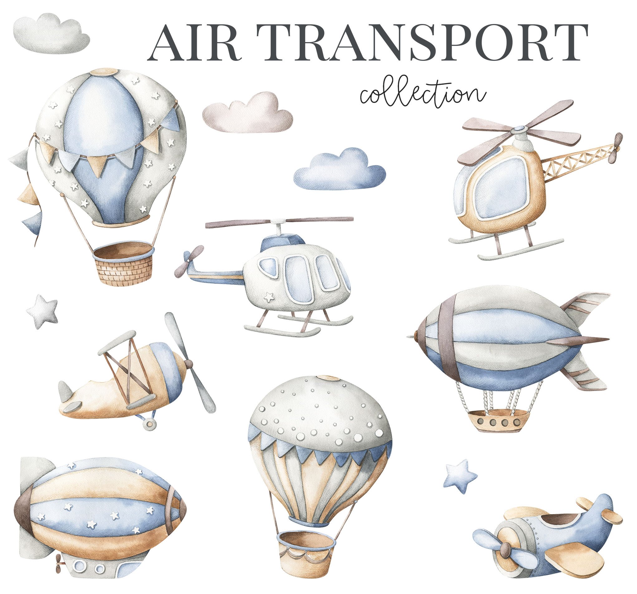 Nice ait transport collection in a pastel