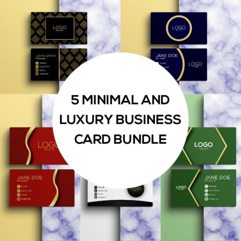 5 Minimal and Luxury Business Card Template Bundle main cover.
