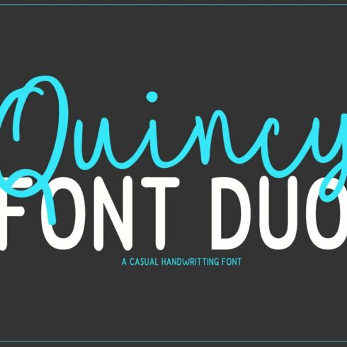 Blue and white lettering "Quincy Font Duo" on a dark gray background.