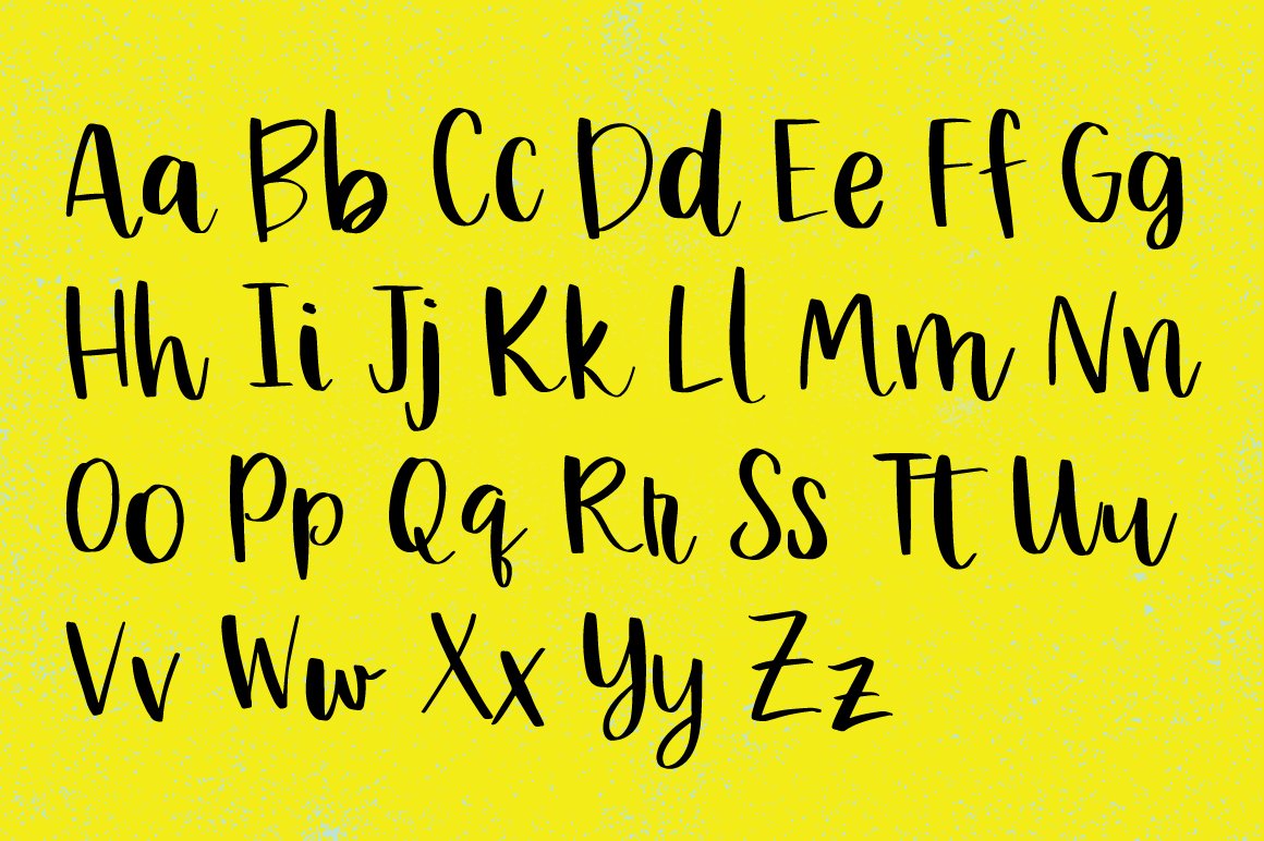 A set of black letters in Lepota font on a yellow background.