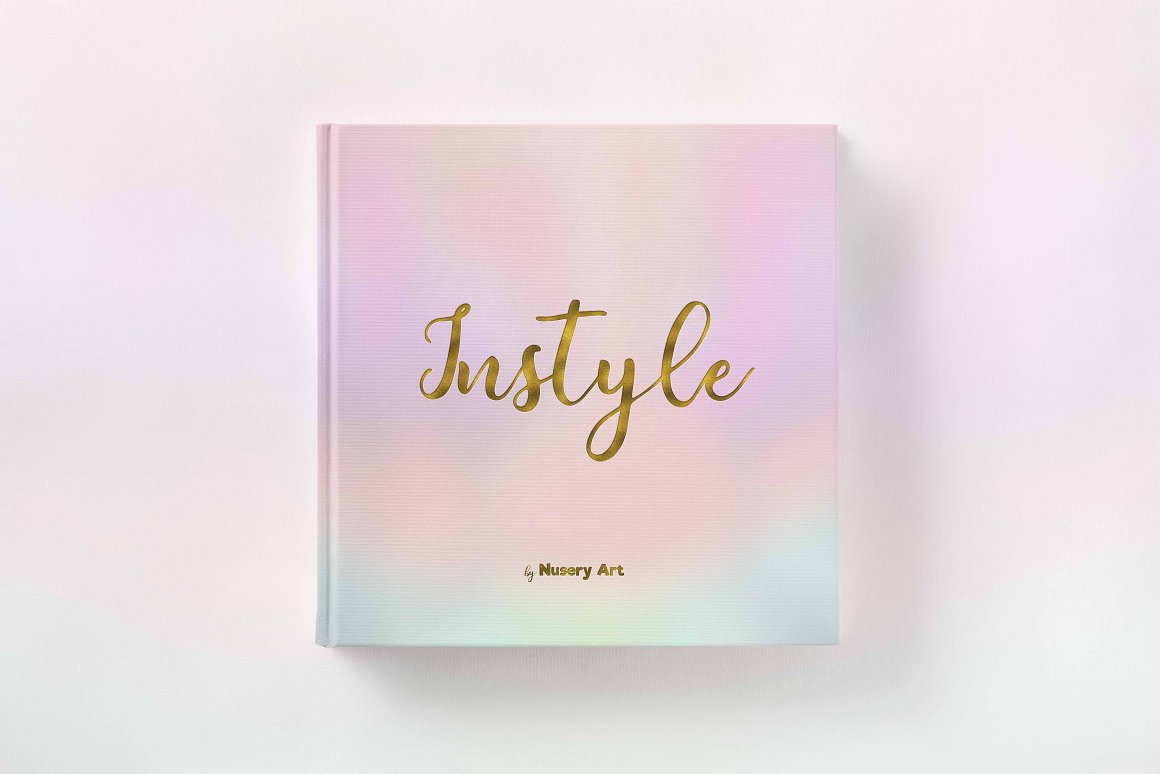 Delicate gradient notebook with gold lettering.