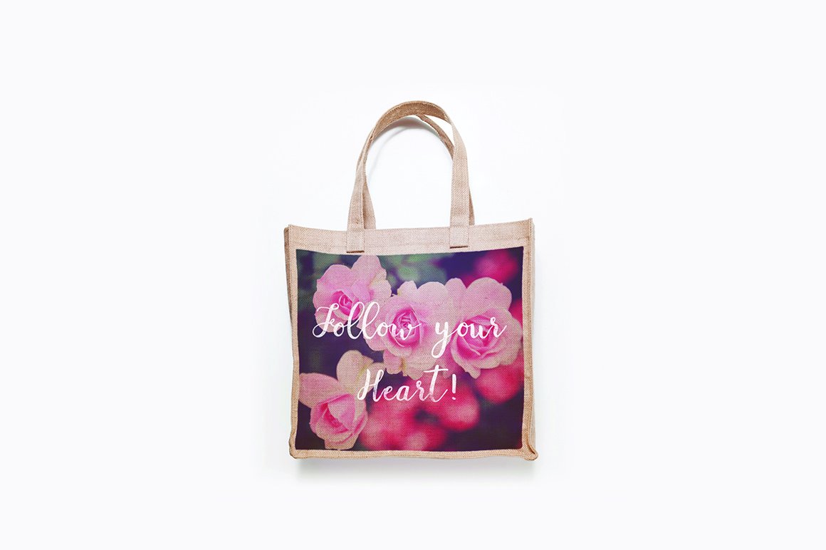 Bright eco bag with blossom flowers.