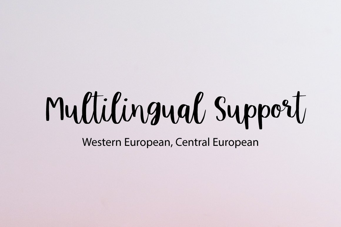 Black lettering "Multilingual Support" on a gray background.
