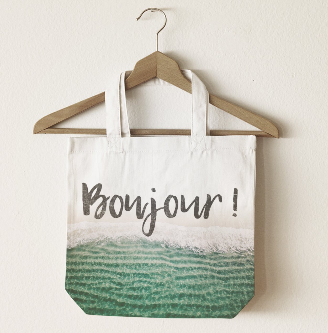 Eco bag with green gradient and lettering.