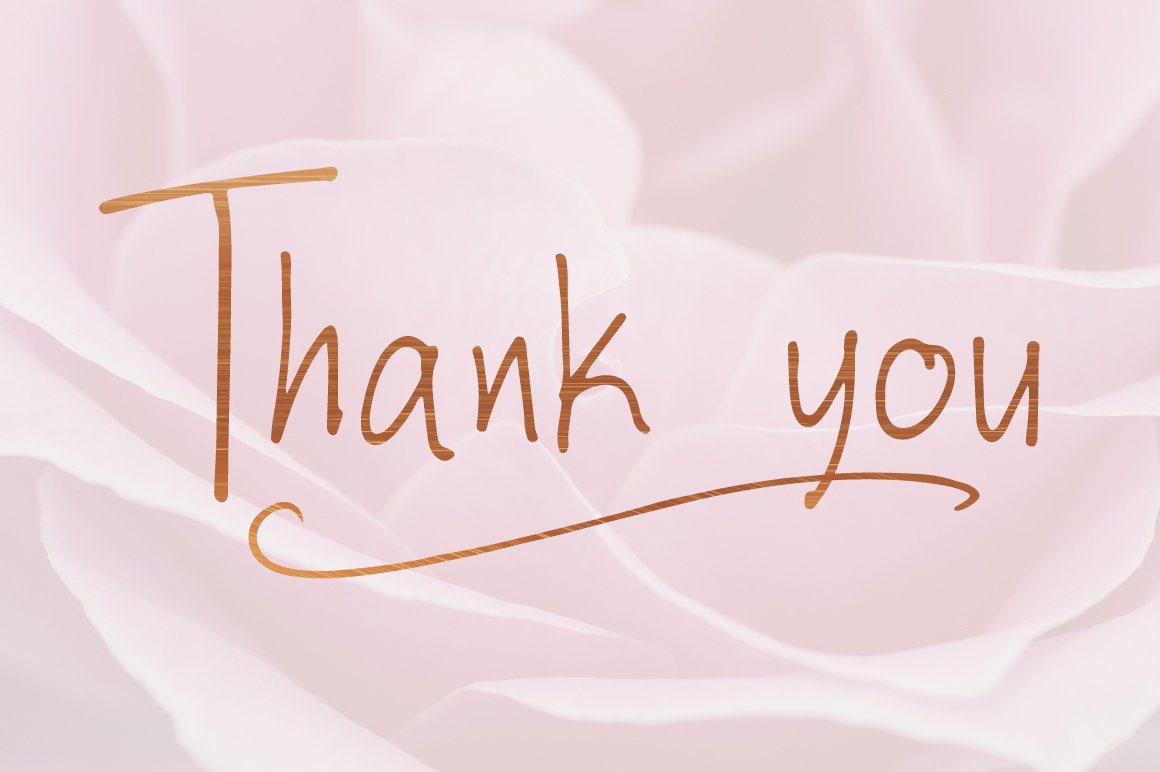 Lettering "Thank You" on the white background of image of rose.
