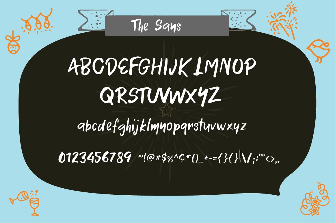 A set of white uppercase, lowercase, numbers, fractions and punctuation.