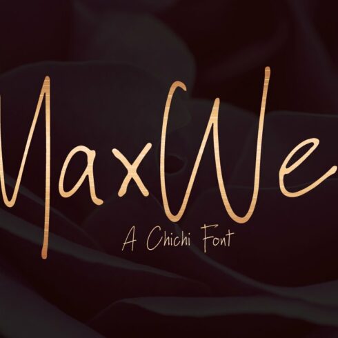 Lettering "Maxwell" on the black background of image of rose.