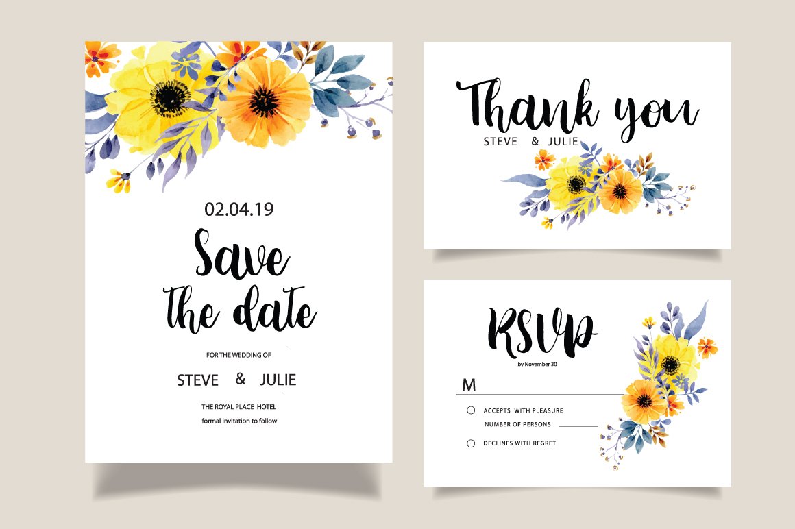 Cute postcards with yellow flowers.