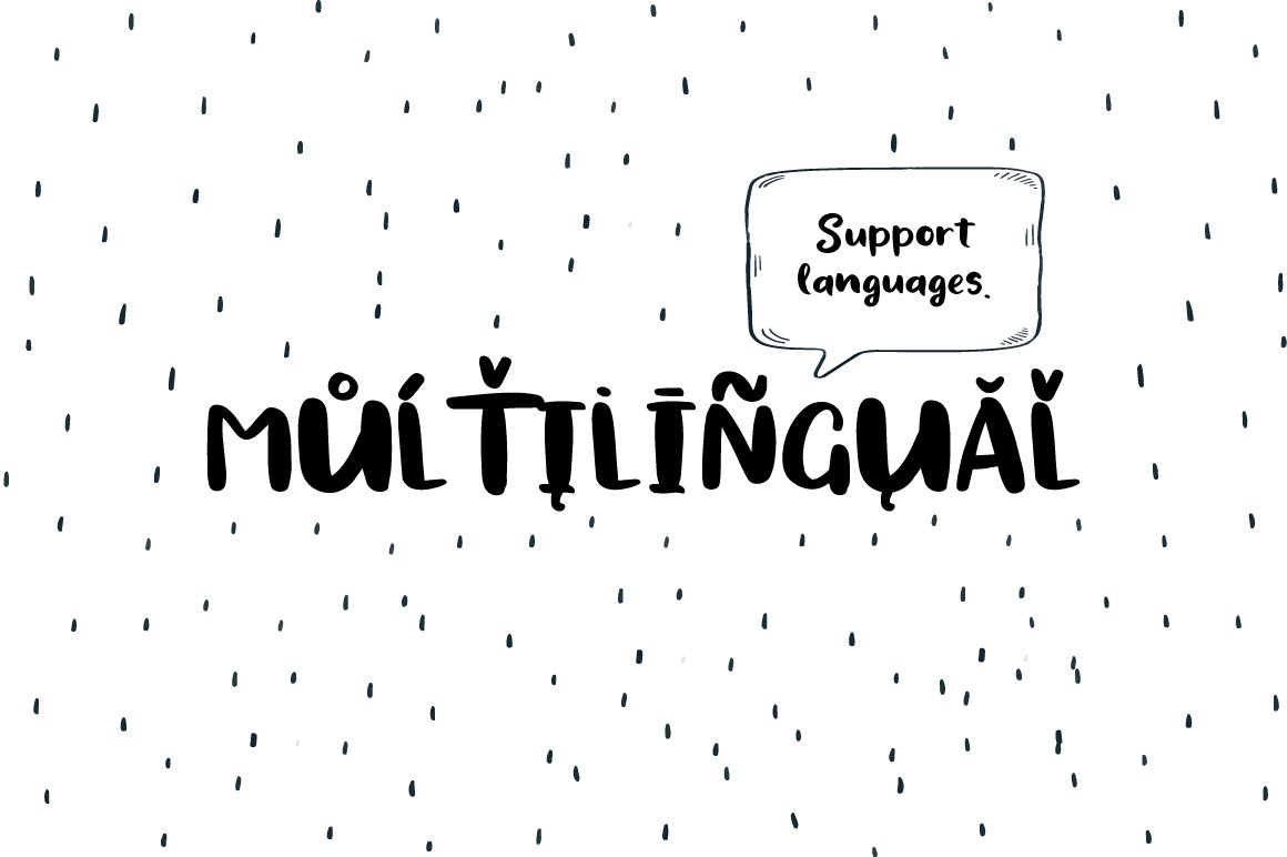 Support language lettering "Multilingual" in black on a white background.