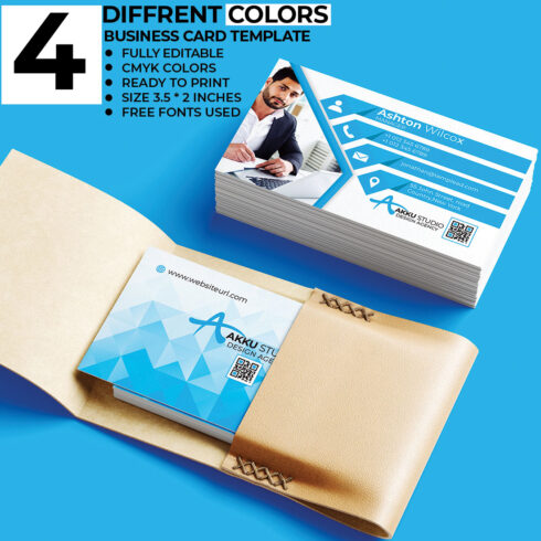 Creative Business Card Blue Template cover image.