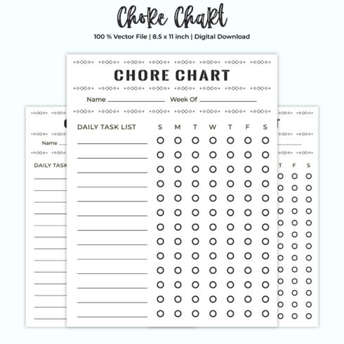Chore Chart for Kids Printable Template cover image.