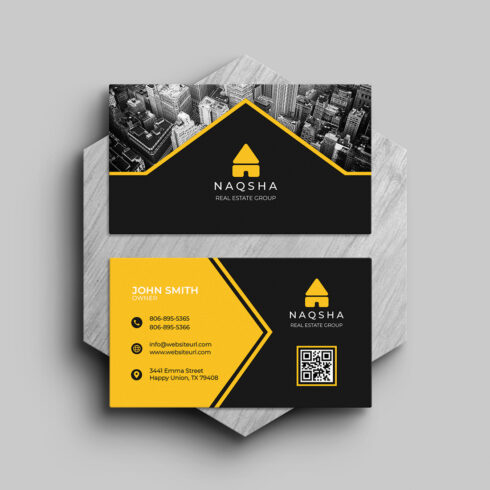Picture of wonderful business card template in black yellow.
