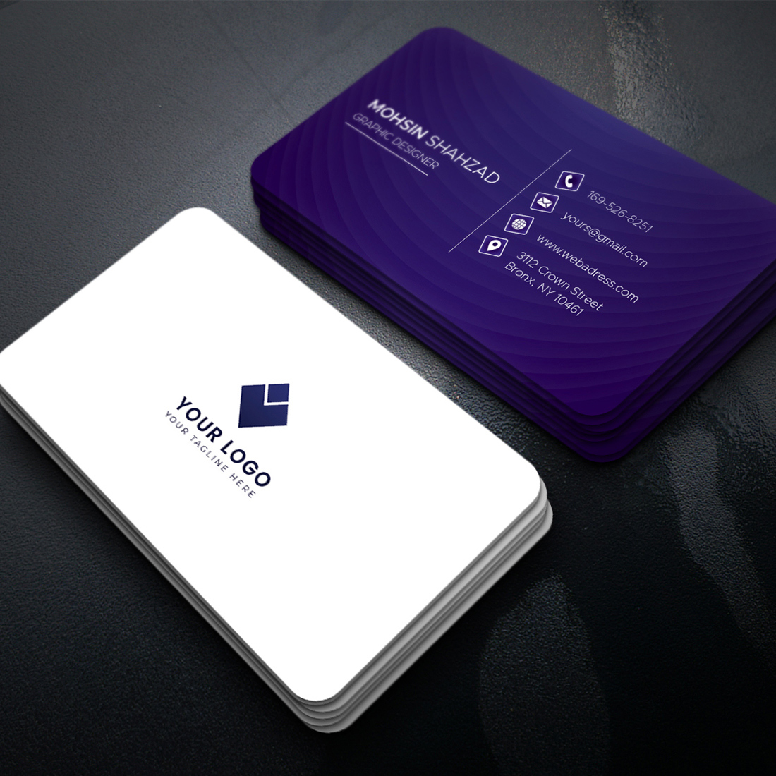 Modern Business Card Double Sided Template cover image.