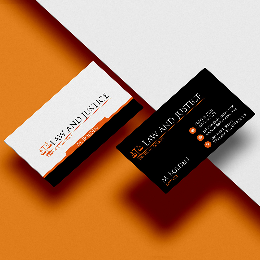 Stylish Lawyer Business Card Design cover image.