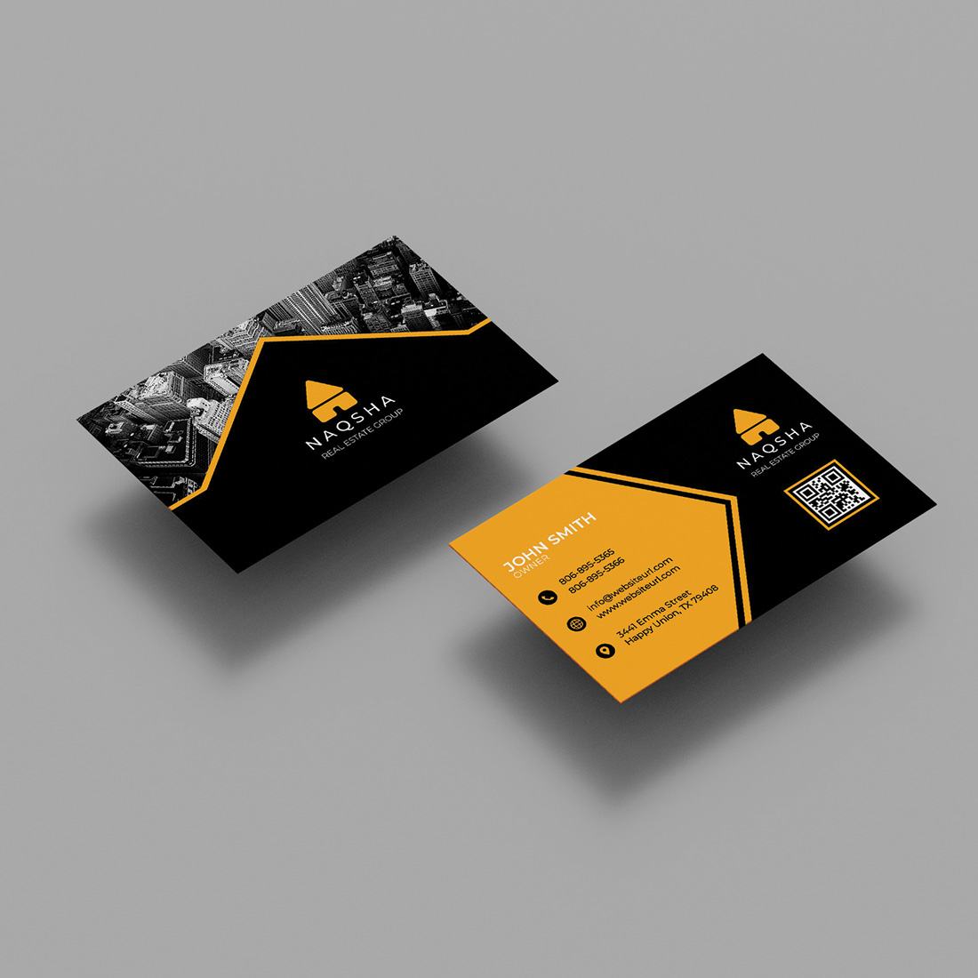Image of amazing business card template in black yellow.