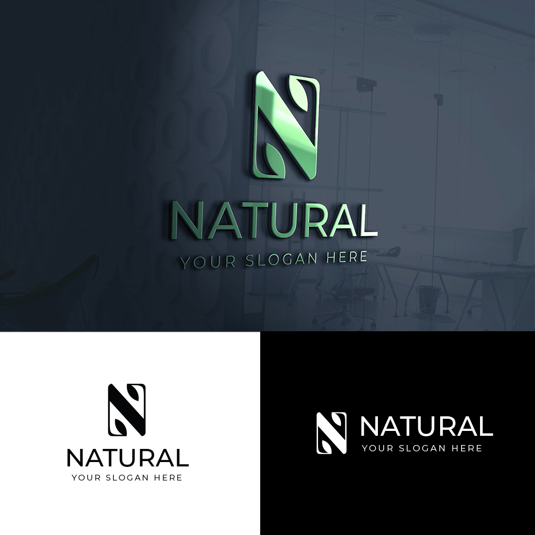 Letter N and Leaves Logo Template (Natural) cover image.
