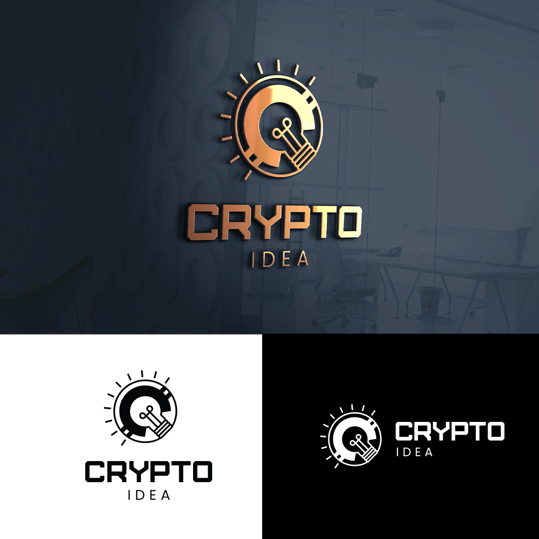Crypto Idea Logo Template cover image.