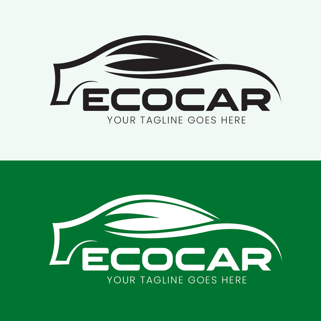 Green Eco Car Logo Design Template cover image.