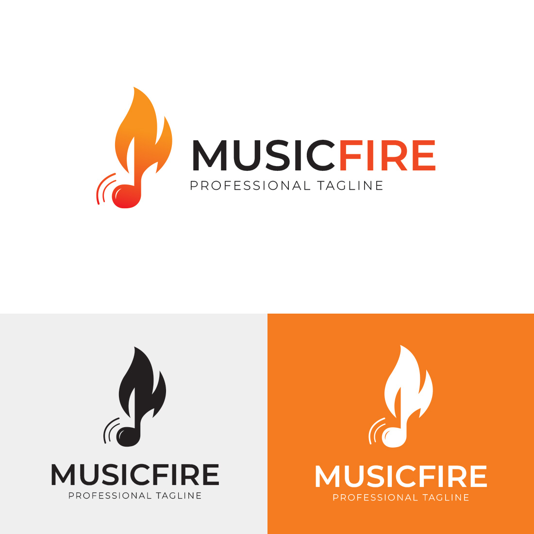 Fire Music Logo Template preview.