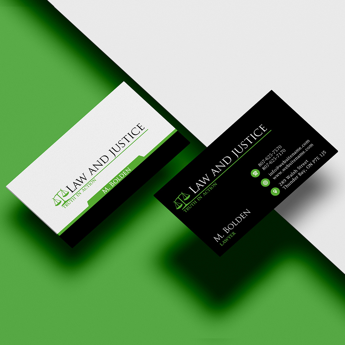 Creative Lawyer Business Card Design preview image.