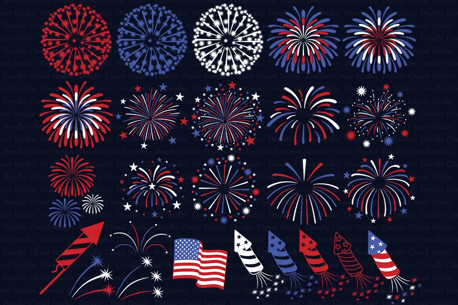 Cover image of Fireworks SVG, 4th of July SVG.