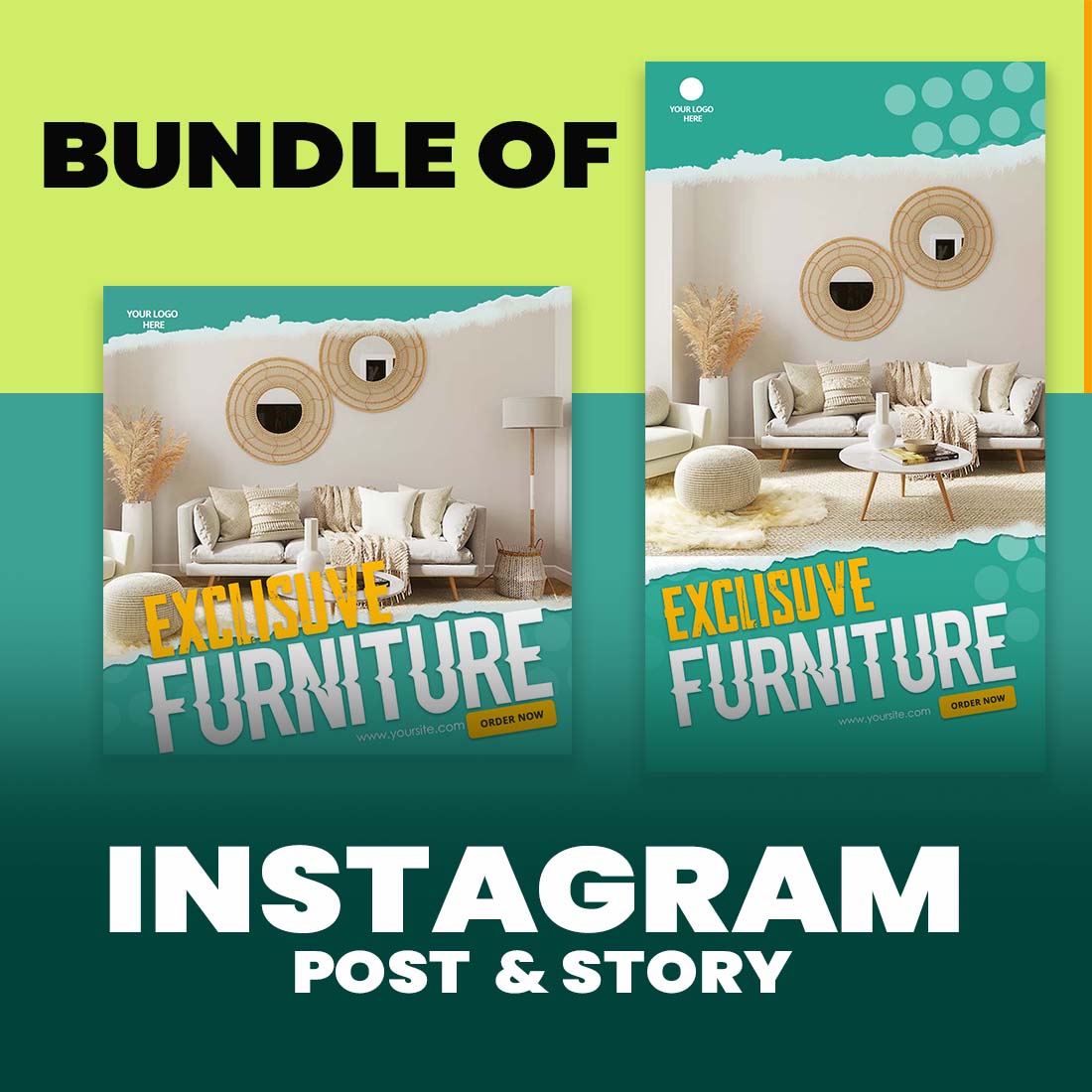 Exclusive Furniture Instagram Post and Story Templates cover image.