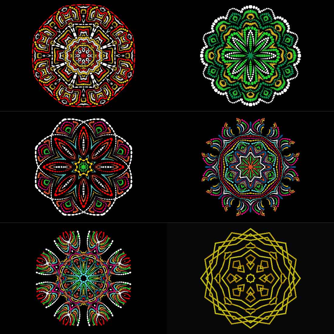 Collection of charming images of geometric mandalas