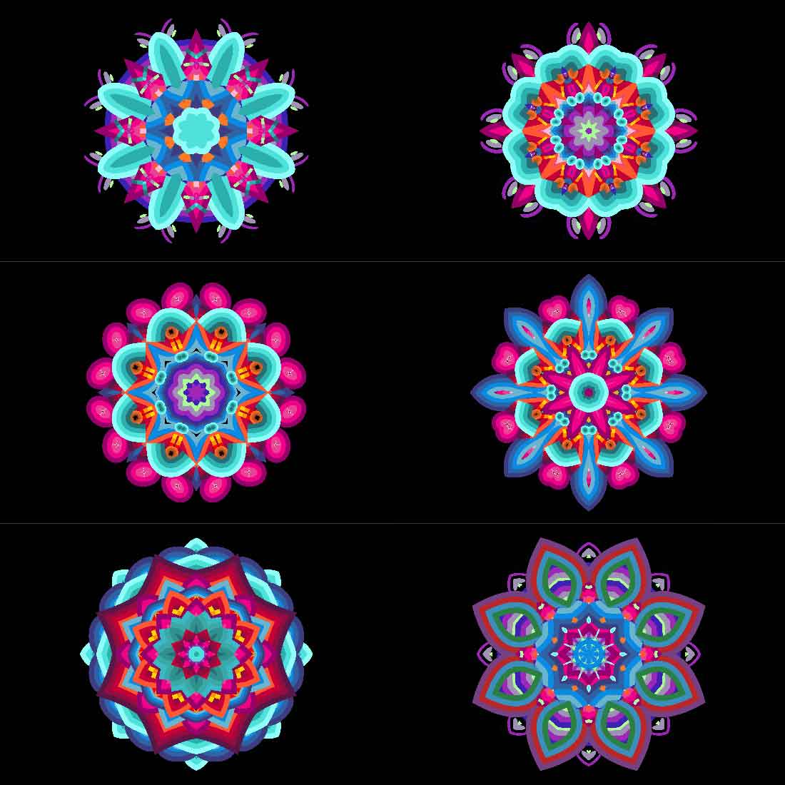 6 Mandala Art Bundles cover image.