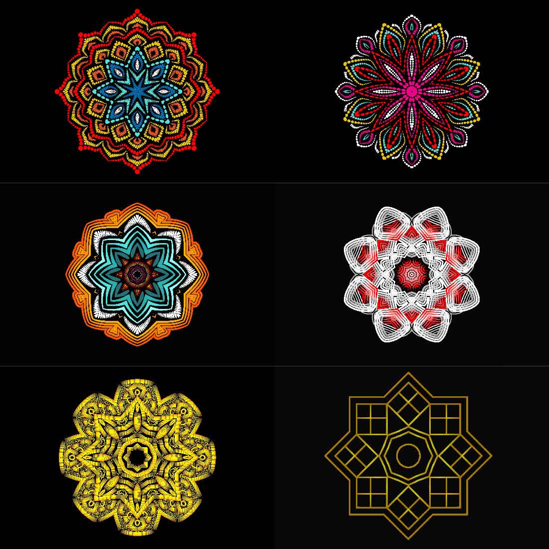 Set of adorable images of geometric mandalas