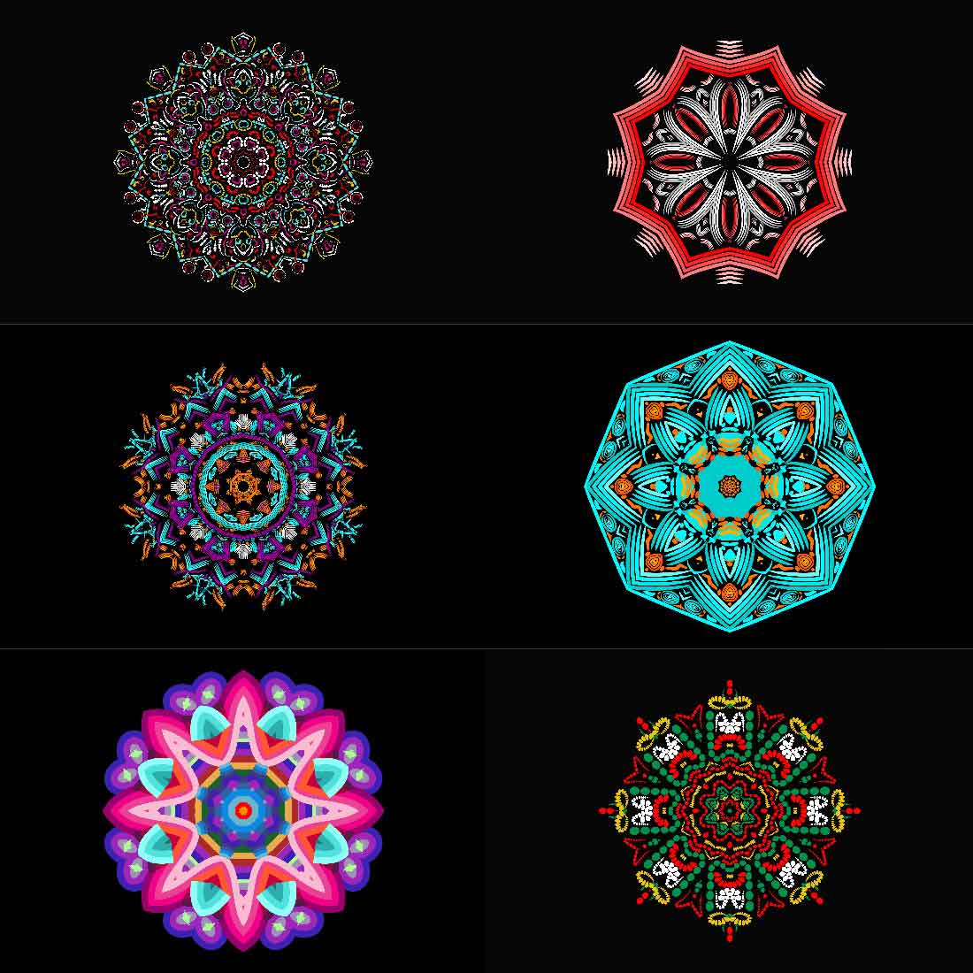 A selection of charming images of geometric mandalas